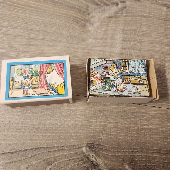 Vintage Hermann Eichhorn Fairy Tales Wooden Puzzle Blocks with Box West Germany - Picture 2 of 6